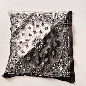 Black and White Split Paisley Bandana